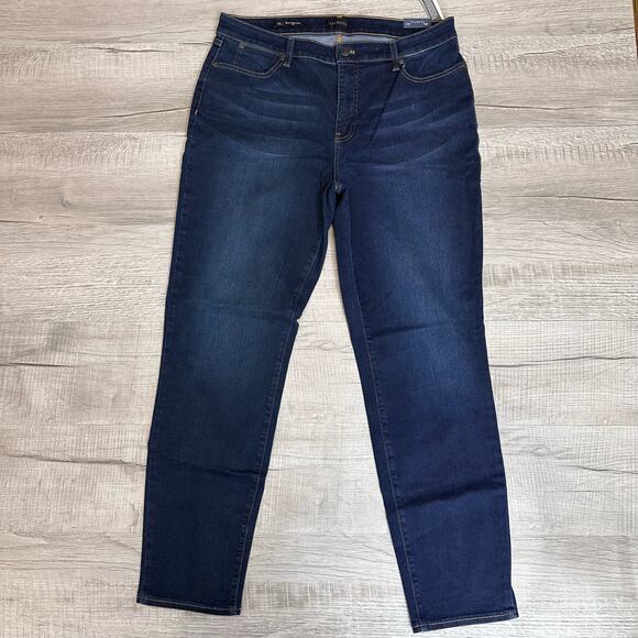 Talbots Slim Ankle Dark Wash Jeans Womens 14L Blue Denim Mid Rise Cotton Blend - Picture 3 of 9